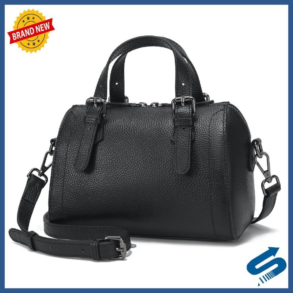 Full Grain Leather Boston Bag Top Handle Shoulder Satchel Purse